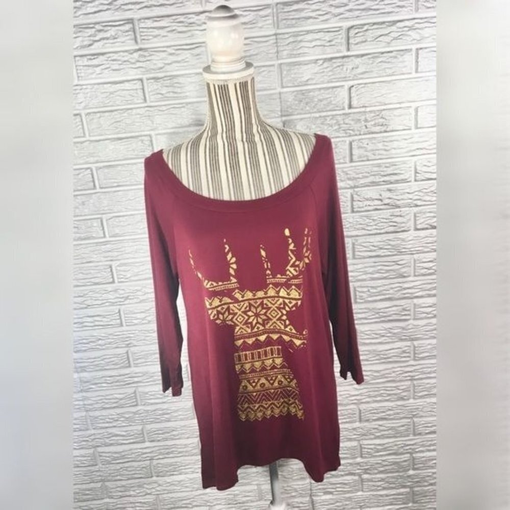 Brenda’s Christmas Tunic Glitter Reindeer Size Medium